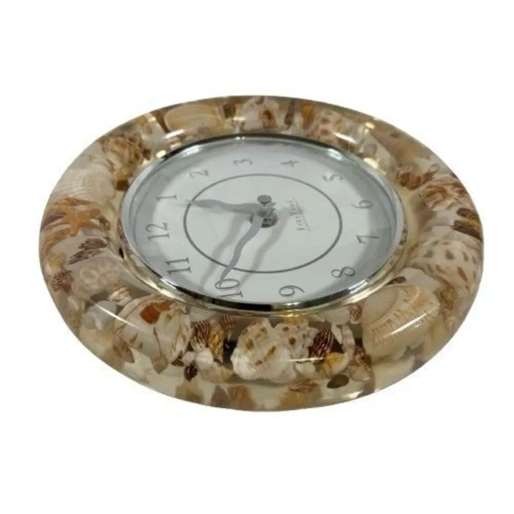 Vintage Sands of Time Lucite Wall Clock Sea Shell Seashell Seaside Beach House